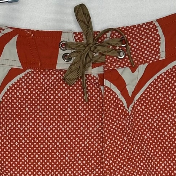 Patagonia Paddle Board Shorts Orange‎ White Lined Swim Trunks Lace Closure Sz 32 - Picture 7 of 7